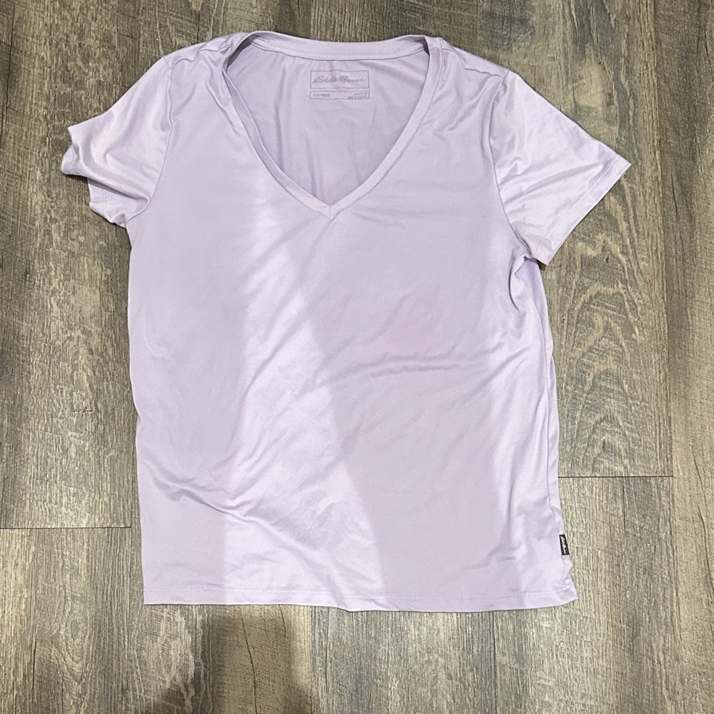 Eddie Bauer Lavender V-Neck Short Sleeve Tee